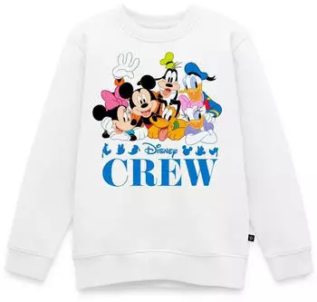 spreadshirt Mickey & Minnie Pluto Goofy Daisy Donald Crew Kinder Premium Pullover weiß