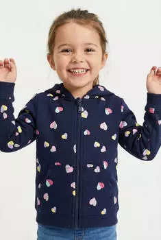 Blue Seven Sweatjacke mit Kapuze und Rei&szlig;verschluss dunkelblau/hellgelb/mint/rosa