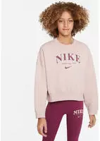 Nike FD0885, NIKE Kinder Sweatshirt G NSW TREND FLC CREW PRNT PINK OXFORD