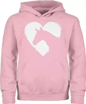 Shirtracer Herz mit Pferdekopf Kinder Hoodie (PV-66085582) hellrosa