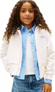 Tommy Hilfiger KG0KG08988 Zip-Up Hoodie mit Rippbündchen (KG0KG08988) ancient white