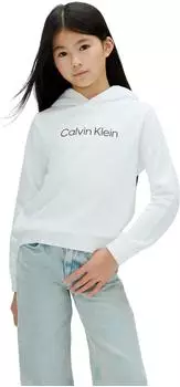 Calvin Klein Logo Regular Terry Hoodie Regular Fit weiß/schwarz