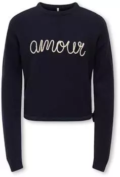 Only KOGKATIA LS TEXT O-Neck Knit Pullover (76914445) night sky
