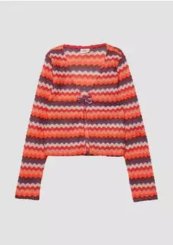 s.Oliver Strickjacke mit Kontraststreifen (2177986) neonorange/ecru/lila