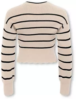 Only KOGIBI LS RIB BOATNECK CP KNT Strickpullover Regular Fit whitecap gray stripes:schwarz
