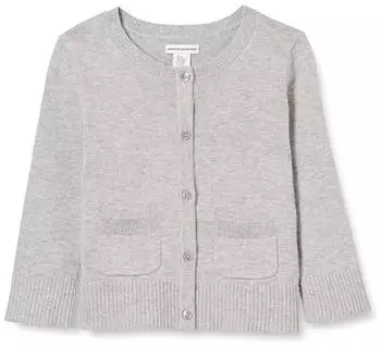 Amazon Essentials Girls' Uniform Cardigan Sweater Slim Fit with Round Neck (AE1893098) hellgrau meliert