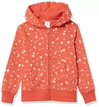 Amazon Essentials Fleece-Kapuzenpullover mit Reißverschluss (AE1892834) orange floral