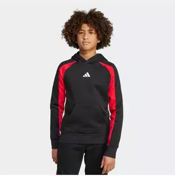 Adidas J ColorBlock Fleece Kapuzen Sweatshirt Regular Fit (JW2491) black/pure ruby/white