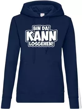 Youth Designz Kann Los Gehen Let's Go Fitness Slogan Logo Print Fun Hoodie navy