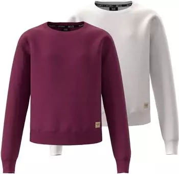 H.I.S Jeans Sweatshirt 2er-Pack bordeaux/wollwei&szlig;