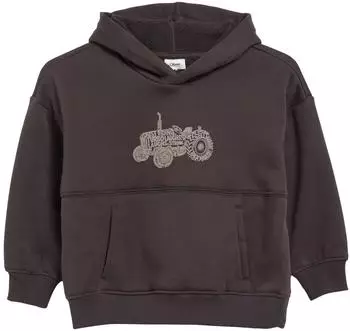 s.Oliver Oversize Hoodie mit Print und Fleece-Innenseite dunkelbraun