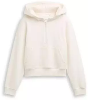 Tom Tailor Kapuzensweatshirt mit Rei&szlig;verschluss (1048795) gardenia wei&szlig;/braun
