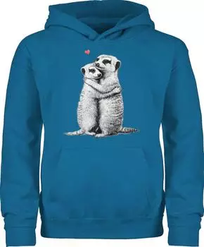 Shirtracer Kids Hoodie 'I Love You Meerkat Couple' himmelblau