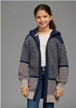KangaROOS Strickjacke mit Streifenmuster, l&auml;ssiger Schnitt, Grobstrick (50045763) marine