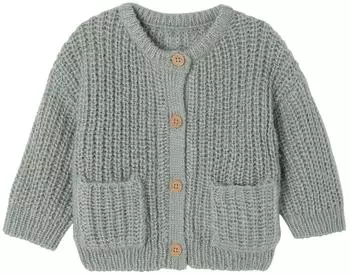 Vertbaudet Strickjacke mit aufgesetzten Taschen, Grobstrick (341017843) salbeigrün