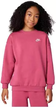 Nike Sportswear Club Fleece Crew Sweatshirt Oversize (FD2923-634) sweet beet/wei&szlig;