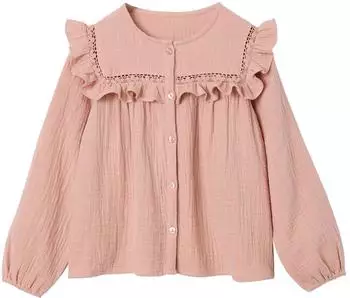 Vertbaudet Mädchen Bluse aus Musselin mit Herzen pudrig rosa