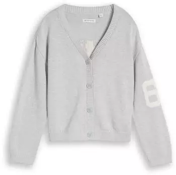 Tom Tailor Strickjacke mit V-Ausschnitt und Knopfleiste (1052837) light stone grau melange