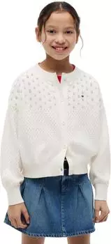 Tommy Hilfiger Chenille Cardigan Strickjacke Regular Fit (KG0KG09503) weiß