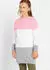 bonprix Langer Pullover mit Blockstreifen, Regular Fit puderrosa/wollweiß/grau gestreift