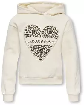 Only KOGCOOPER LIFE HEART LS HOODIE SWT NOOS Kapuzensweatshirt (15355330) antique white print:amour/leo heart