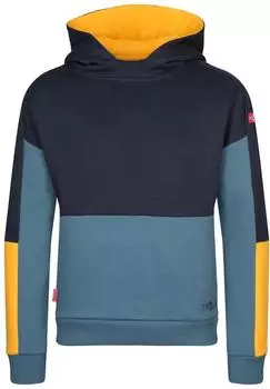 Trollkids Rondane Pullover mit Kapuze (567-620) black/steel blue/mango