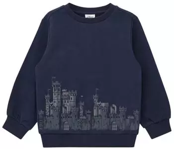 s.Oliver Kuscheliges Sweatshirt mit Frontprint / blau 2183257.59D6.