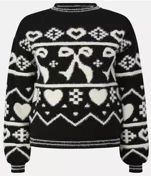 s.Oliver Gemusterter Strickpullover im Loose Fit / schwarz 2183792.99X4.
