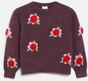 s.Oliver Strickpullover mit floraler Applikation / rot 2183882.49X5.