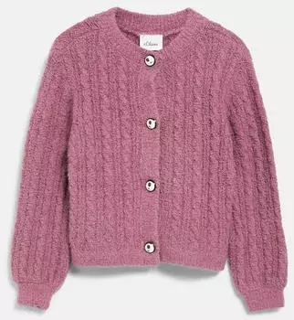 s.Oliver Weiche Strickjacke mit Zopfmuster / pink 2183834.4534.
