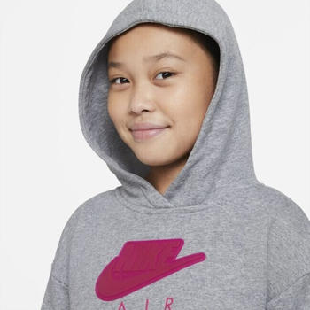 Nike Air Older Girls' Cropped French Terry Hoodie (DA1173) carbon heather/fireberry/fireberry