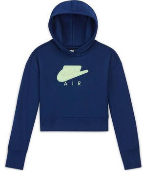 Nike Air Older Girls' Cropped French Terry Hoodie (DA1173) blue void/lime glow