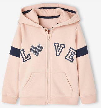 Vertbaudet "Love" Zipped Jacket With Hood light pink