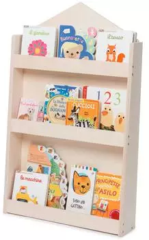 Blumfeldt Dotty Kinder-Bücherregal Montessori Birkenholz Haus 60x95x13cm