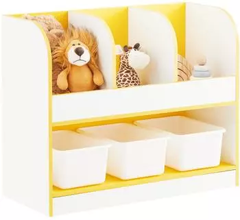 SoBuy Kinderregal 3 F&auml;cher & 3 Boxen, 70x30x58cm (KMB107-G)