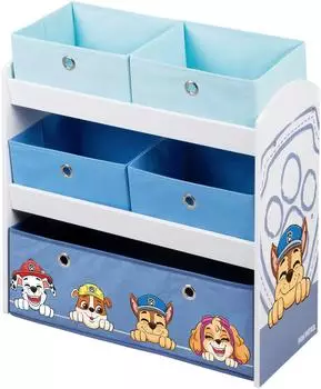 Roba Paw Patrol Spielregal Holz, 5 Stoffboxen, wei&szlig; (450159PW1)