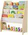 Relaxdays Kinderbücherregal Montessori 4 Stofffächer, Holz, weiß/natur (78x64x28cm)