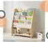 Relaxdays Kinderbücherregal Montessori 4 Stofffächer, Holz, weiß/natur (78x64x28cm)