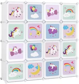 Songmics Taylor Kinderregal 16 W&uuml;rfel, Kunststoff, wei&szlig;, 123x31x123cm (LPC906W01)