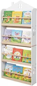 Relaxdays Kinderb&uuml;cherregal Hausform Wandregal 60x15x130cm