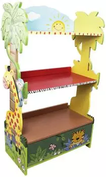 Teamson Kids Sunny Safari Kinderb&uuml;cherregal, Holz, Mehrfarbig (TD-11670A)