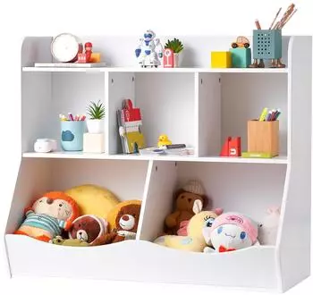VEVOR Kinder-Spielzeug- und B&uuml;cherregal, Holz, 5 F&auml;cher, 89x40x76cm