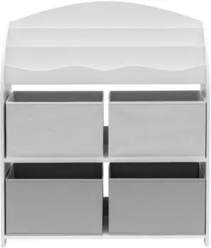 Mobili Rebecca Spielzeugregal Kinder MDF Wei&szlig;/Grau 4 Boxen 30x83x98cm (RE6846)