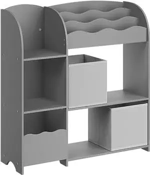 Songmics Kinderregal mit 2 Aufbewahrungsboxen, Taubengrau (GKR042G01)