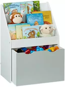 Relaxdays Kinderregal mit Spielzeugkiste, 50,5x28x70cm