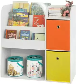 SoBuy Kinderregal mit 5 Ablagen und 2 Schubladen, Wei&szlig; (KMB37-W)
