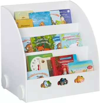 Relaxdays Kinderb&uuml;cherregal Wolkenmotiv MDF 3 F&auml;cher