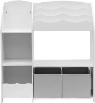 Mobili Rebecca Spielzeugregal Kinderzimmer Wei&szlig; MDF 2 K&ouml;rbe 5 F&auml;cher 90x93x30cm (RE6848)