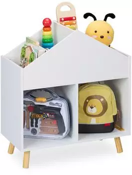 Relaxdays Kinderregal Hausform, 60x30x64,5cm