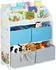 Relaxdays Kinderregal mit 4 Stoff-Aufbewahrungsboxen, Weiß/Hellblau/Grau